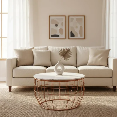 The Range Vizzini White Marble Coffee Table - Gold