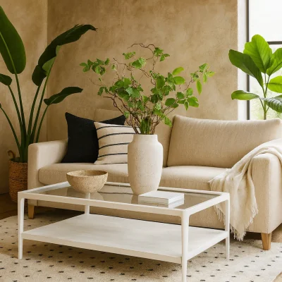 The Range San Senastian Coffee Table Wood and Clear Glass - White