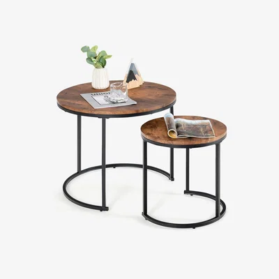 The Range Costway Set of 2 Round Nesting Coffee Table-Coffee - Coffee