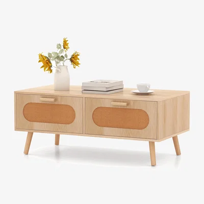 The Range Modern Center Table Rattan Coffee Table - Brown