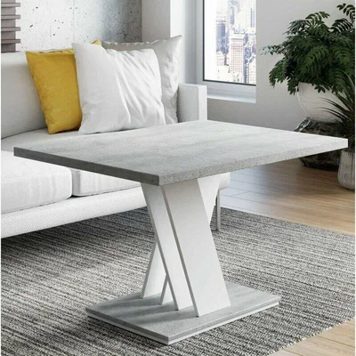 The Range Modern Concrete Grey Coffee Table With White Legs - Concrete Grey and White