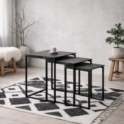 The Range Frederikssund Set of 3 Ceramic Nesting Coffee Tables - Black
