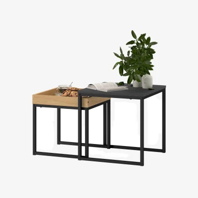 The Range 2PC Square Nesting Coffee Tables Living Room Furniture - Black