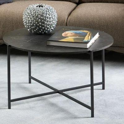 The Range Lamoine Round Coffee Table in Matt Black - Black