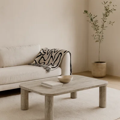 The Range Frankfurt Rectangular Coffee Table Marble Look Matt - Grey