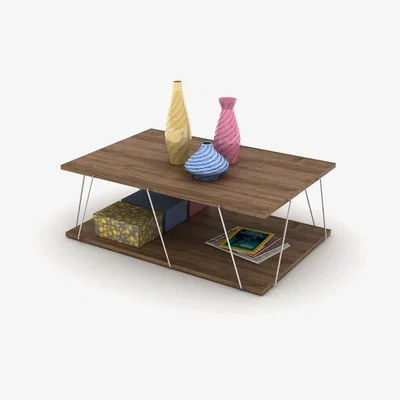 The Range Walnut and Chrome Tars Coffee Table - Walnut, Chrome