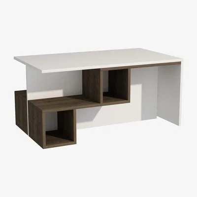 The Range Floro Coffee Table with Storage Shelves - White - Walnut