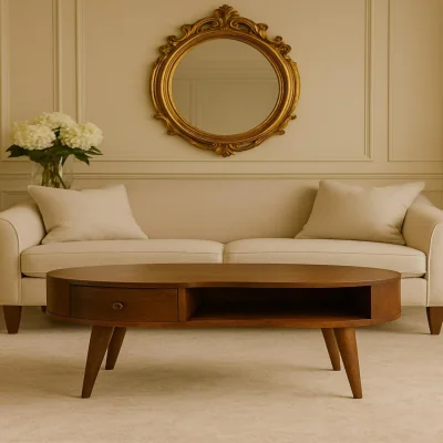 The Range Solid Wood Chestnut Wave Coffee Table - Brown