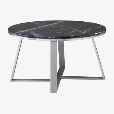 The Range Alvaro Round Coffee Table With Black Marble Top - Black