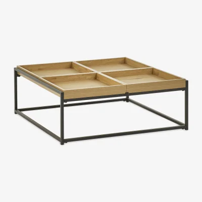The Range Ezra square tray coffee table - Light Oak Effect