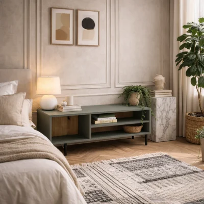 The Range Spentrup Coffee Table - Olive Green Matt and Natural Oak, Hairpin Metal Legs - Green and Natural
