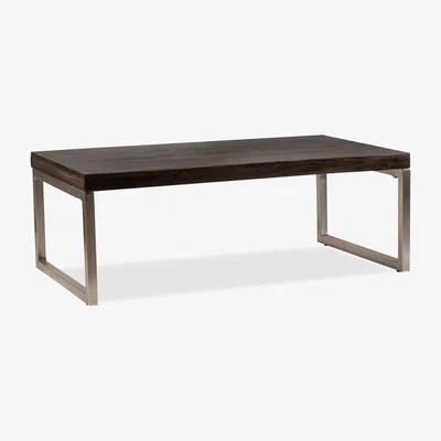 The Range Kinsley Solid Mango Wood Walnut Shade Chrome Metal Leg Coffee Table - Walnut