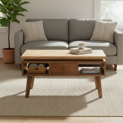 The Range Solid Wood Classic Grey Granary Coffee Table - Brown