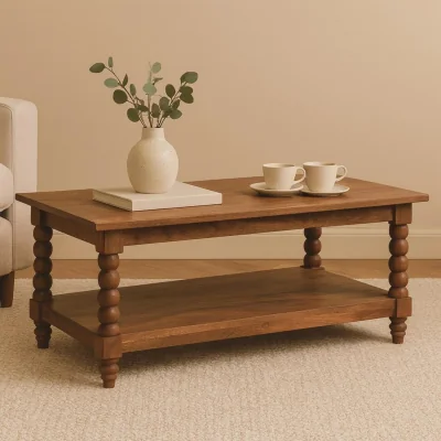 The Range Solid Wood Spindle Coffee Table - Brown