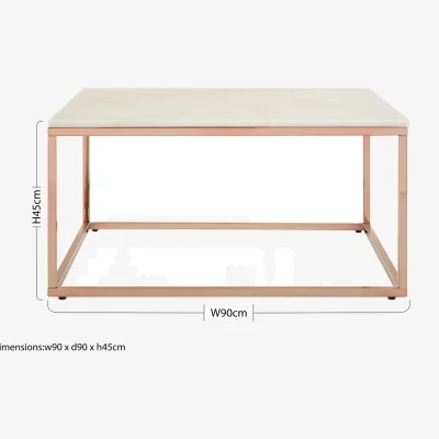 The Range Allure Square Rose Gold and Marble Coffee Table - Gold