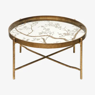 The Range Vanity Living Antique Mirror Top Coffee Table with KD Legs - Gold