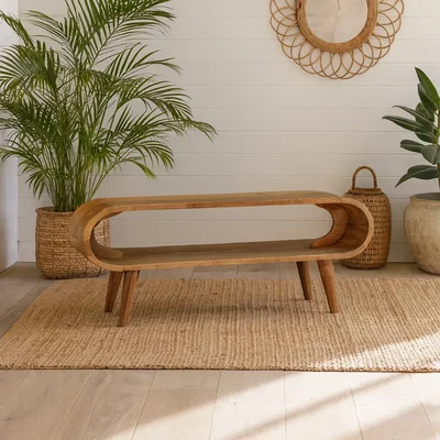 The Range Porquerolles Oval Mango Coffee Table Matt - Brown