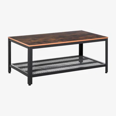The Range 2 Tier Industrial Rectangular Coffee Table With Storage Shelf - Rustic Brown