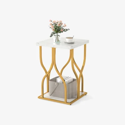 The Range Faux Marble Nightstand - White