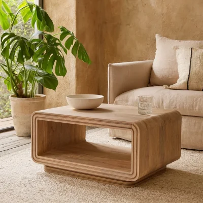 The Range Arizona Carved Mango Wood Open Coffee Table Matt Finish - Brown