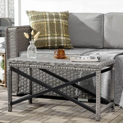 The Range Plastic Board Under the Full Woven Outdoor Coffee Table - Grey
