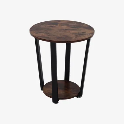The Range Retro Industrial Style 2 Tier Round Side Coffee Table  - Brown