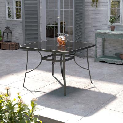 The Range Outdoor Coffee Table With Umbrella Hole - Black / Square