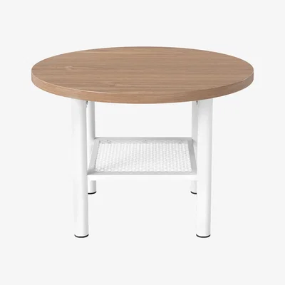 The Range 2 Tier Modern Circular Coffee Table with Metal Frame - Naturtal