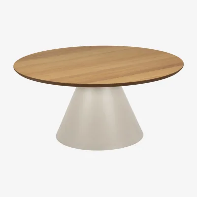The Range Soli Round Coffee Table in Oak/Grey 85x40cm - Oak & Grey