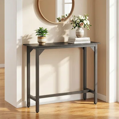 The Range HOMCOM Bar Table Coffee Table with Adjustable Footpads Black Marble Effect - Black