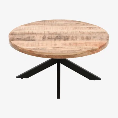 The Range Merlin Mango Wooden Round Coffee Table Spider Legs - Brown