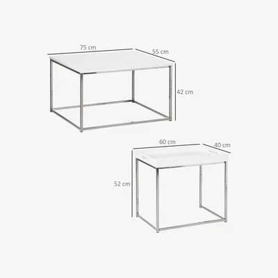 The Range Coffee Table Set of 3, Modern Nest of Tables with Steel Frame - High gloss