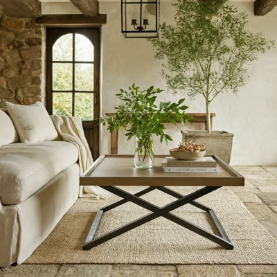 The Range Bergamo Aged Grey Oak Cross Leg Coffee Table - Grey