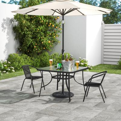 The Range Metal Coffee Table with Chairs Bistro Set - Black / Square