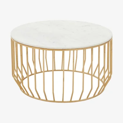 The Range Pali White Marble And Gold Coffee Table. - Gold