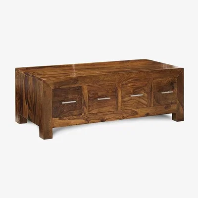 The Range Modern Cube Indian Wood 8 Drawer Coffee Table Trunk - Brown