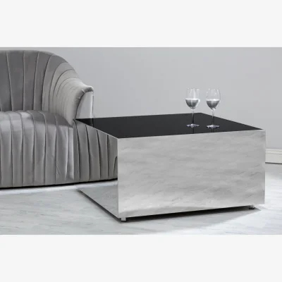 The Range Carlox Square Chrome Finish Coffee Table - Black