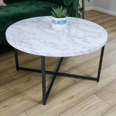 The Range Marble-Look Round Coffee Table - White