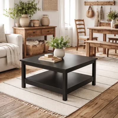 The Range Gossmere Matt Wood Square Coffee Table - Black