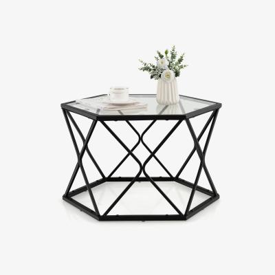 The Range Geometric Glass Coffee Table - Black