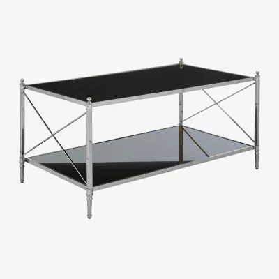 The Range Hoffmann Black Glass and Nickel Finish Rectangular Coffee Table - Black