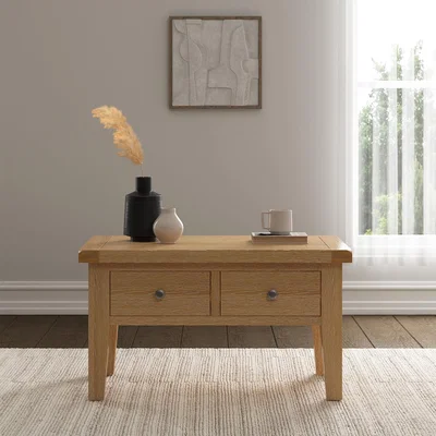 The Range Windsor 2 Drawer Coffee Table (Fully Assembled) - Natural Oak