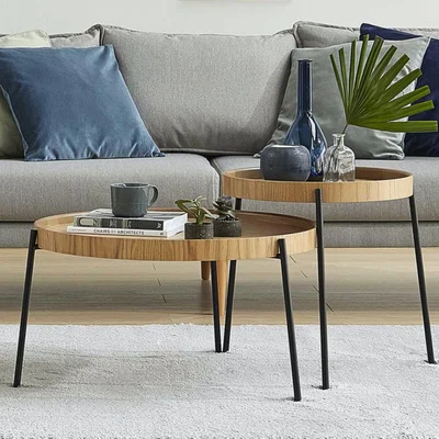 The Range Ronda Set of 2 Coffee Tables Oak - Orange