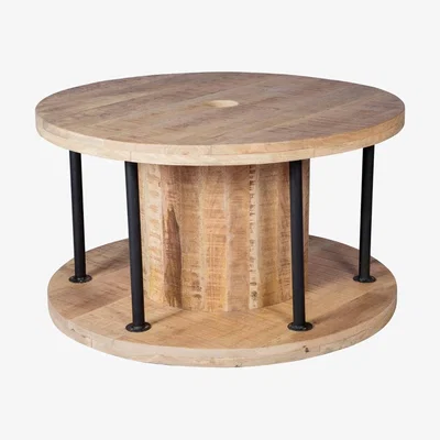 The Range Industrial Style Wire Roll Coffee Table  - Wood