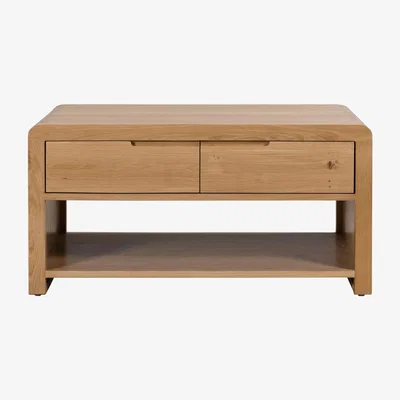 The Range Curve Coffee Table With Drawer - Oak