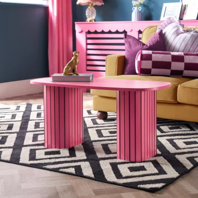 The Range Madison Ribbed Coffee Table - Hot Pink