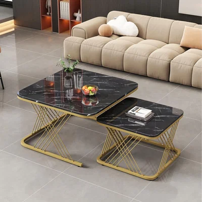 The Range Square Nesting Coffee Table for living room - Black