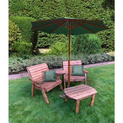 The Range Charles Taylor Grand Twin Companion Seats Angled with Coffee Table and Cushions - Green
