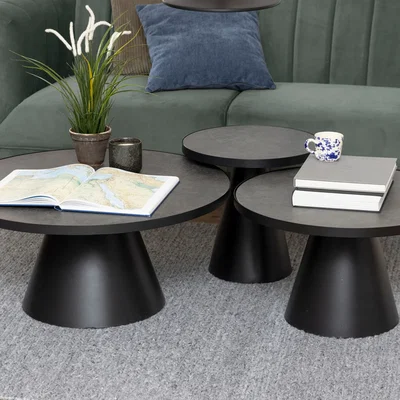 The Range Soli Round Ceramic Coffee Table in Black 65.7x40cm - Black