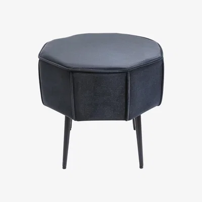 The Range Velvet Metal Leg Footstool Ottoman Indoor Coffee Table - Grey